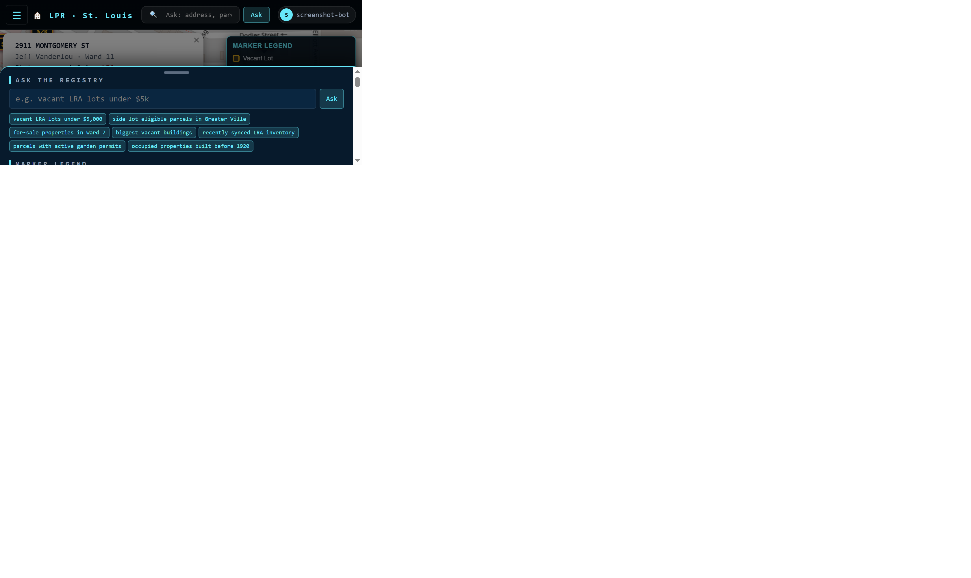 Price chip popup showing parcel detail